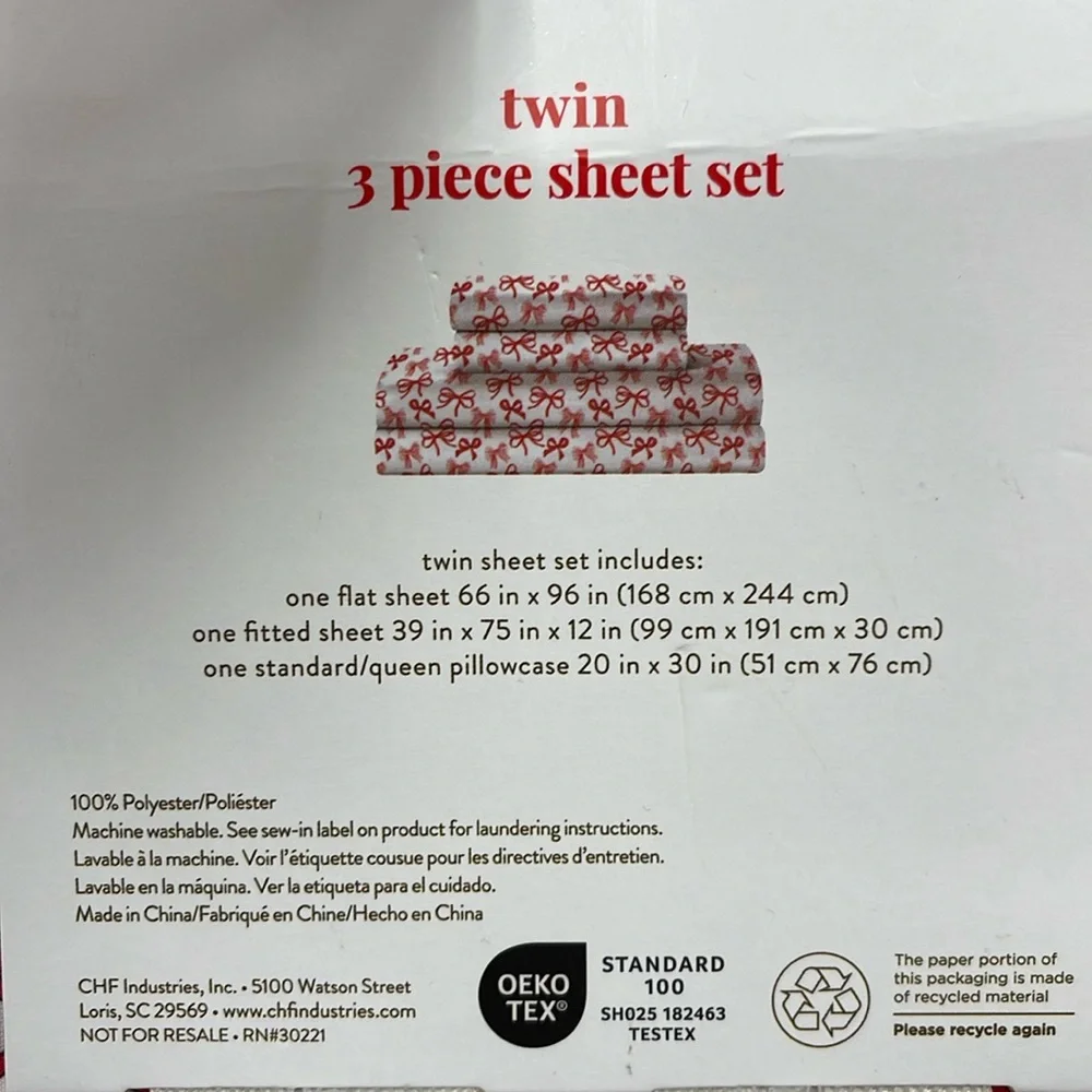 Twin Size Red Bow Sheets Peri Home Bows Sheet Set Ribbon Cocquette Holiday